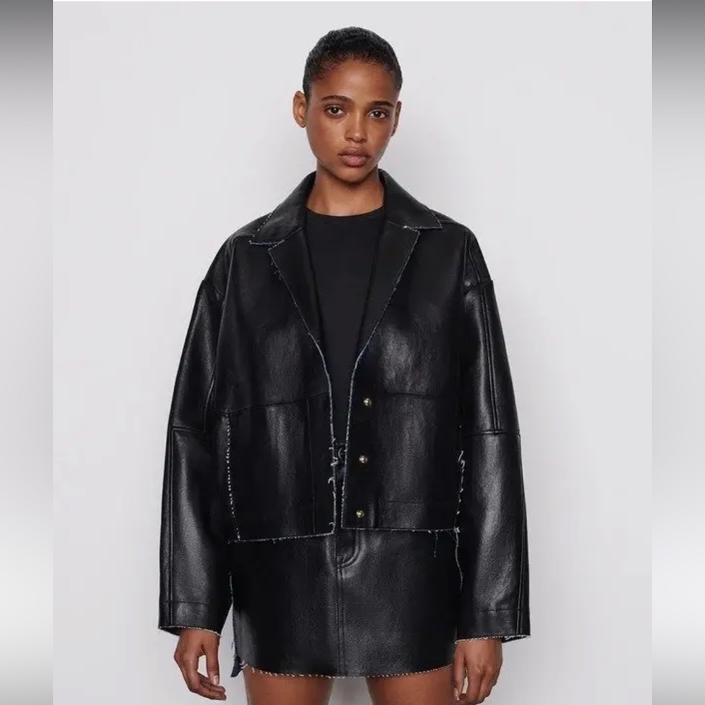 NWT Frame Leather Denim Jacket Size XS